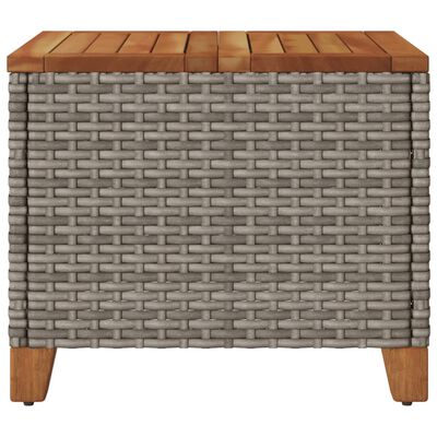 vidaXL Tuintafel 45x45x37 cm poly rattan en acaciahout grijs