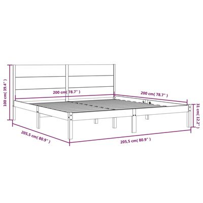 vidaXL Bedframe massief grenenhout honingbruin 200x200 cm