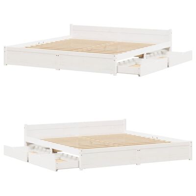 vidaXL Bedframe zonder matras massief grenenhout wit 200x200 cm