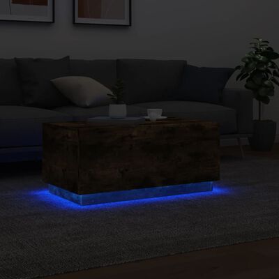 vidaXL Salontafel met LED-verlichting 90x50x40 cm gerookt eikenkleurig