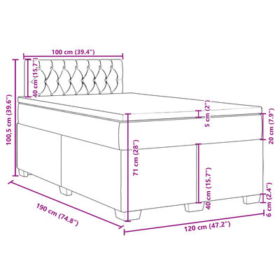 vidaXL Boxspring met matras fluweel donkerblauw 120x190 cm