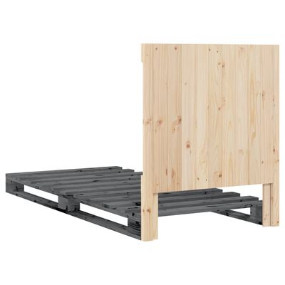 vidaXL Bedframe met hoofdbord massief grenenhout grijs 90x200 cm