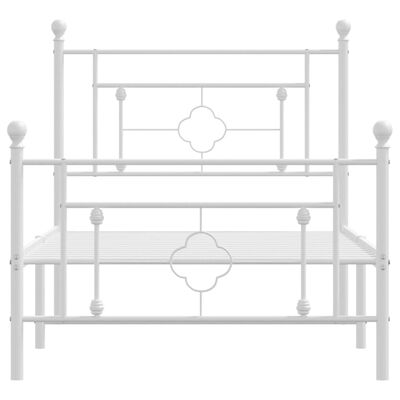 vidaXL Bedframe met hoofd- en voeteneinde metaal wit 100x200 cm