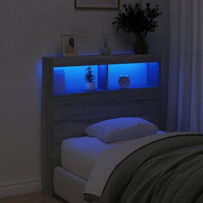 vidaXL Hoofdbordkast met LED-verlichting 100x17x102 cm grijs sonoma