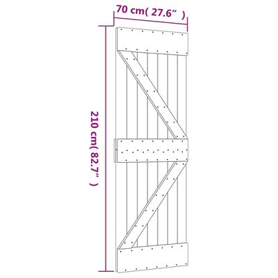 vidaXL Schuifdeur met beslag 70x210 cm massief grenenhout