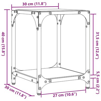 vidaXL Salontafels 2 st met transparant glazen blad 30x30x40 cm staal