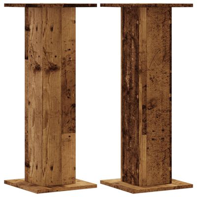 vidaXL Plantenstandaards 2 st 30x30x80 cm bewerkt hout oud houtkleurig