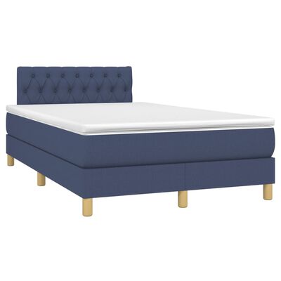 vidaXL Boxspring met matras en LED stof blauw 120x200 cm