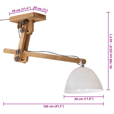 vidaXL Plafondlamp 25 W E27 105x30x65-108 cm wit