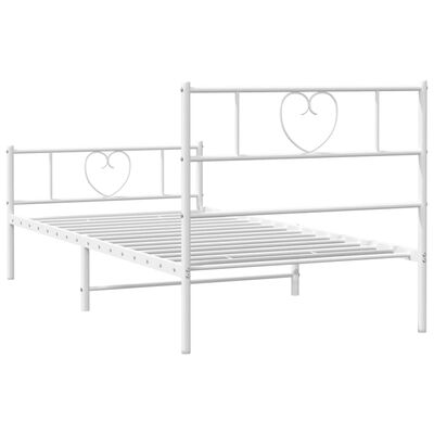 vidaXL Bedframe met hoofd- en voeteneinde metaal wit 100x190 cm