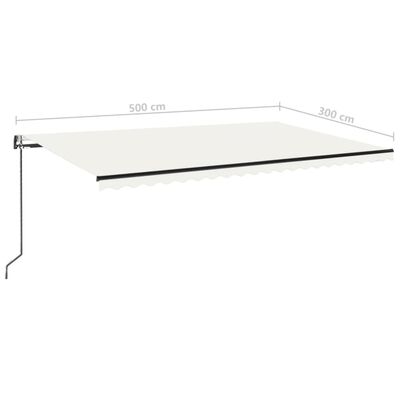 vidaXL Luifel automatisch met LED en windsensor 500x300 cm crèmekleur