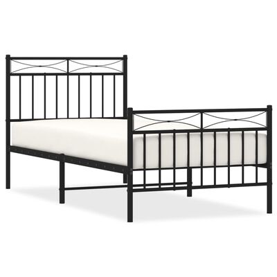 vidaXL Bedframe met hoofd- en voeteneinde metaal zwart 90x200 cm