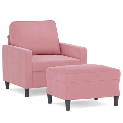 vidaXL Fauteuil met voetenbank 60 cm fluweel roze