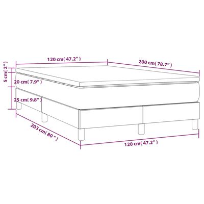 vidaXL Boxspring met matras stof donkergrijs 120x200 cm