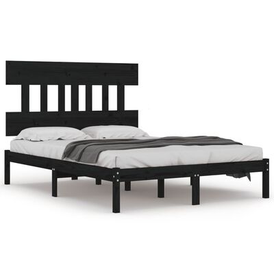 vidaXL Bedframe massief hout zwart 180x200 cm