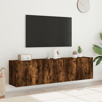 vidaXL Tv-meubels 2 st wandgemonteerd 80x30x41 cm gerookt eikenkleurig