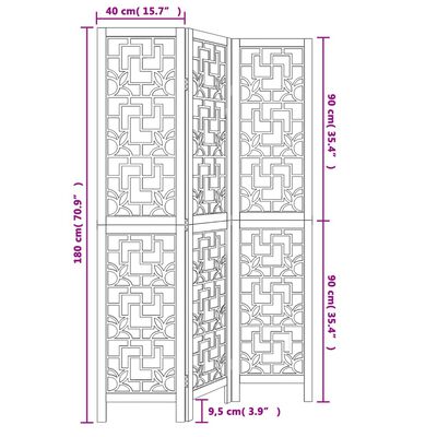 vidaXL Kamerscherm met 3 panelen massief paulowniahout bruin