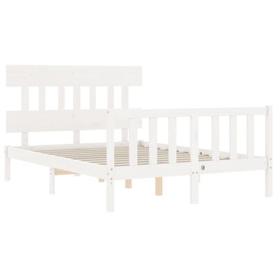 vidaXL Bedframe met hoofdbord massief hout wit 120x200 cm