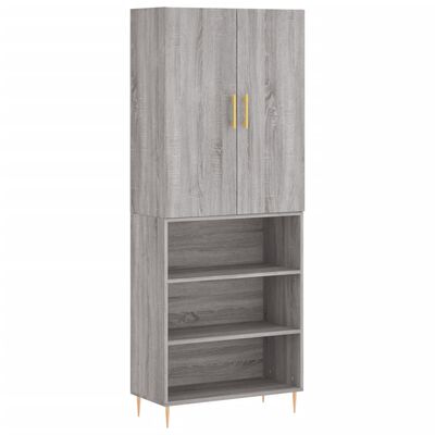 vidaXL Hoge kast 69,5x34x180 cm bewerkt hout grijs sonoma eikenkleurig