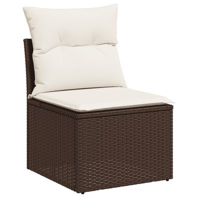 vidaXL 9-delige Loungeset met kussens poly rattan bruin