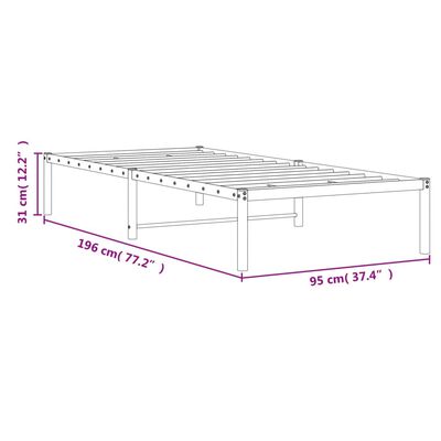 vidaXL Bedframe metaal zwart 90x190 cm