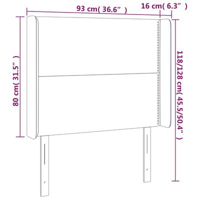 vidaXL Hoofdbord met randen 93x16x118/128 cm stof donkerbruin