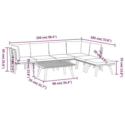 vidaXL 7-delige Loungeset met kussens massief acaciahout