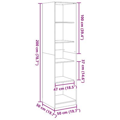 vidaXL Kledingkast 50x50x200 cm bewerkt hout wit