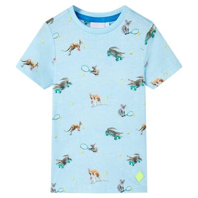 Kindershirt 128 gemêleerd lichtblauw