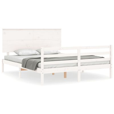 vidaXL Bedframe met hoofdbord massief hout wit