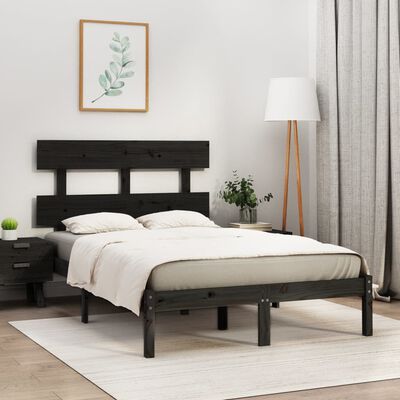 vidaXL Bedframe massief hout zwart 140x190 cm