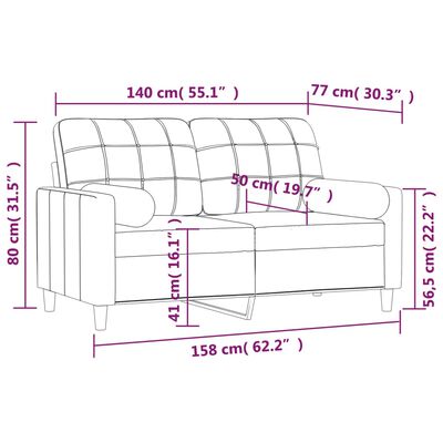 vidaXL Tweezitsbank met kussens 140 cm stof lichtgrijs