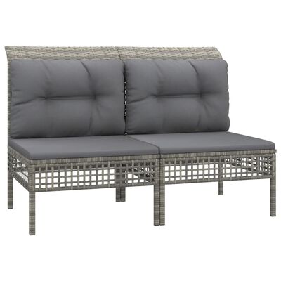 vidaXL 6-delige Loungeset met kussens poly rattan grijs