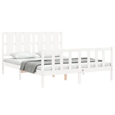 vidaXL Bedframe met hoofdbord massief hout wit