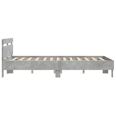 vidaXL Bedframe met hoofdeinde bewerkt hout betongrijs 140x200 cm