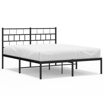 vidaXL Bedframe met hoofdbord metaal zwart 150x200 cm