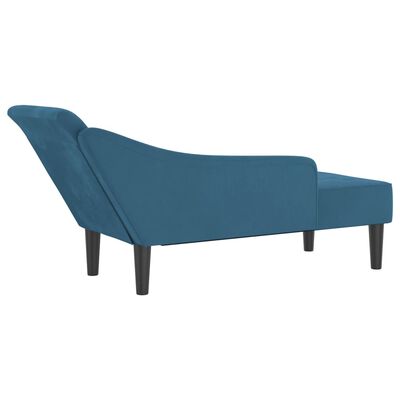 vidaXL Chaise longue met kussens fluweel blauw