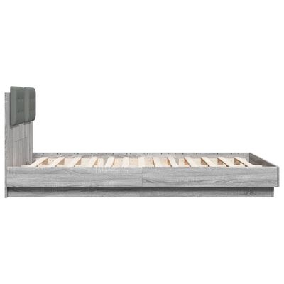 vidaXL Bedframe met hoofdbord en LED grijs sonoma eiken 140x200 cm