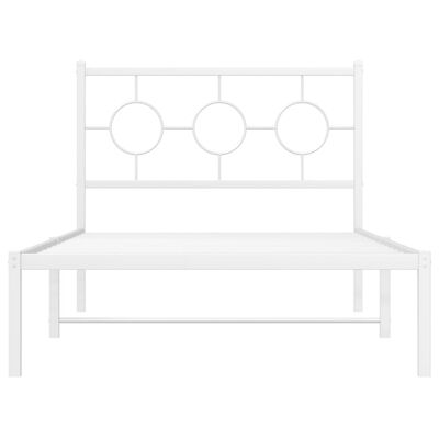 vidaXL Bedframe met hoofdbord metaal wit 100x200 cm