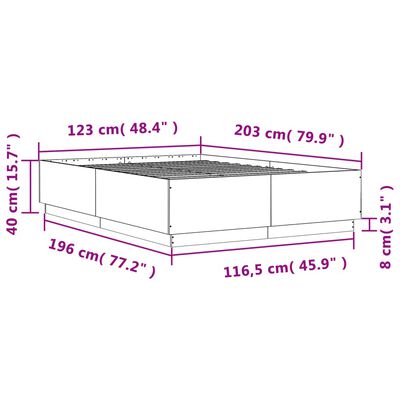 vidaXL Bedframe bewerkt hout grijs sonoma eikenkleurig 120x200 cm