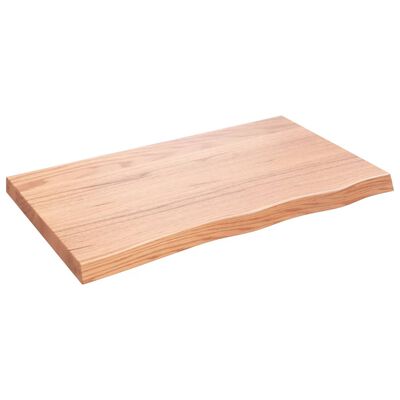 vidaXL Wastafelblad 100x60x(2-6) cm behandeld massief hout lichtbruin