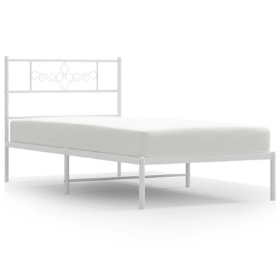 vidaXL Bedframe met hoofdbord metaal wit 107x203 cm