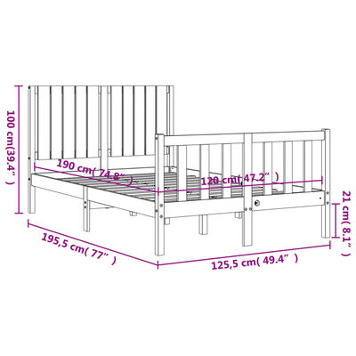 vidaXL Bedframe met hoofdbord massief hout