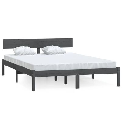 vidaXL Bedframe massief grenenhout grijs 160x200 cm