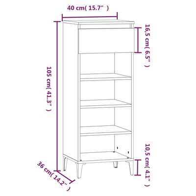 vidaXL Schoenenkast 40x36x105 cm bewerkt hout betongrijs