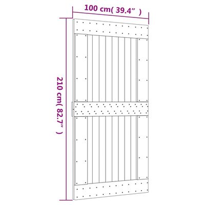 vidaXL Schuifdeur met beslag 100x210 cm massief grenenhout