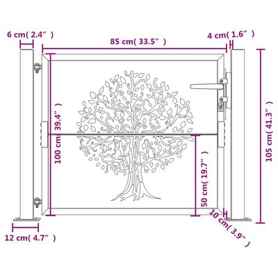 vidaXL Poort 105x105 cm boomontwerp cortenstaal