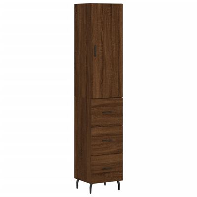 vidaXL Hoge kast 34,5x34x180 cm bewerkt hout bruin eikenkleur