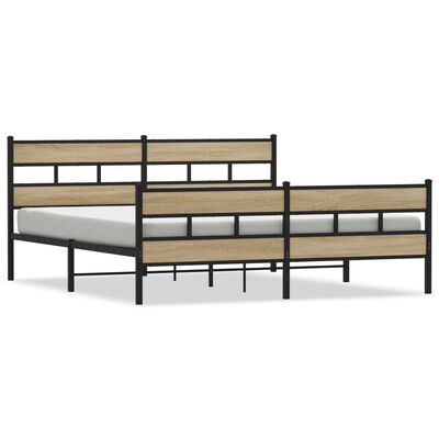 vidaXL Bedframe zonder matras metaal sonoma eikenkleurig 183x213 cm