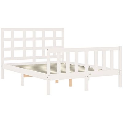 vidaXL Bedframe met hoofdbord massief hout wit 140x190 cm